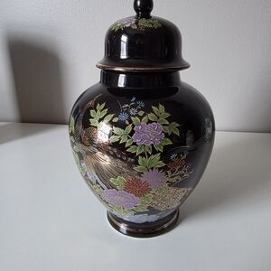 Floral Black Ceramic Vase